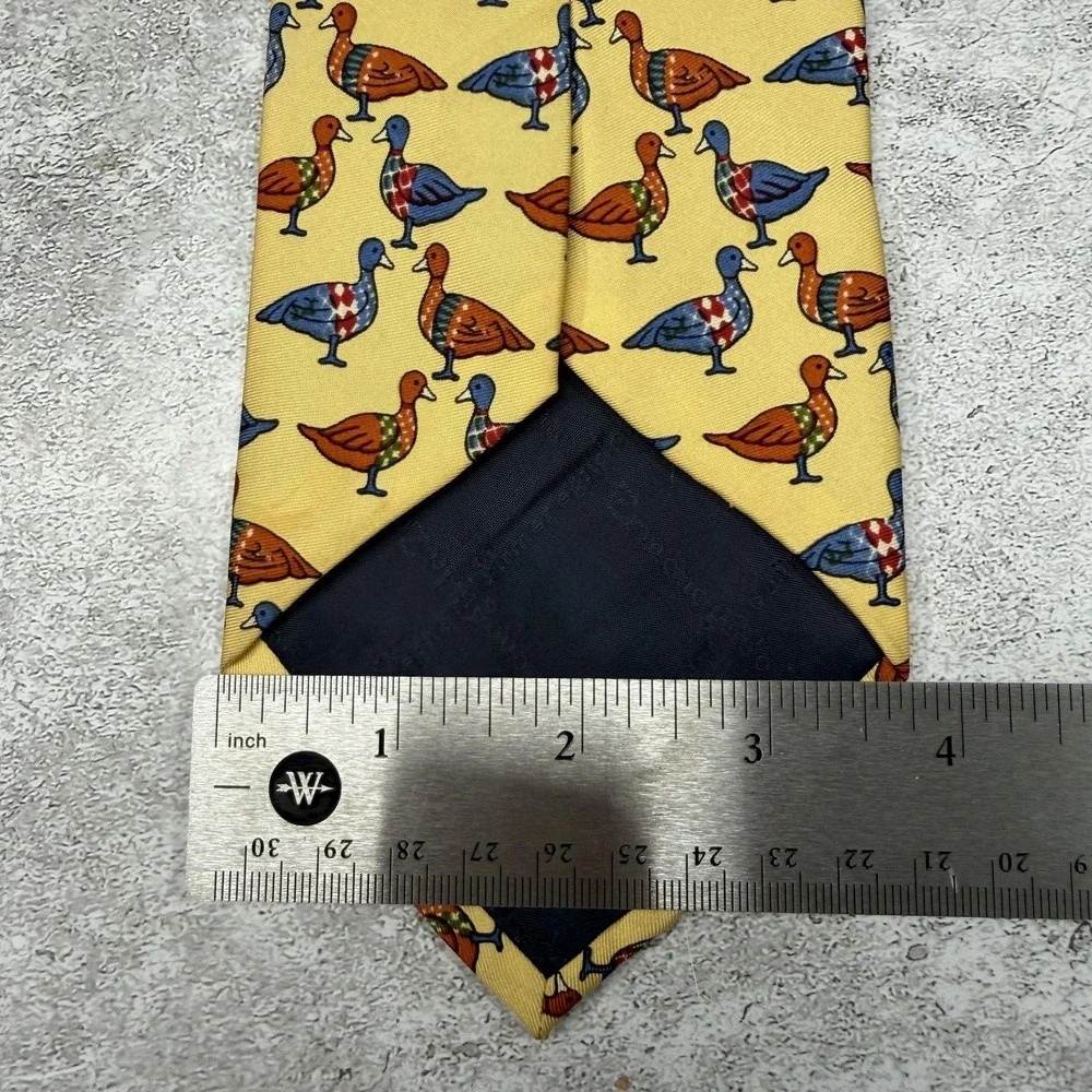 Ermenegildo Zegna Tie Mens One Size Yellow Animal Print Made In Italy Necktie